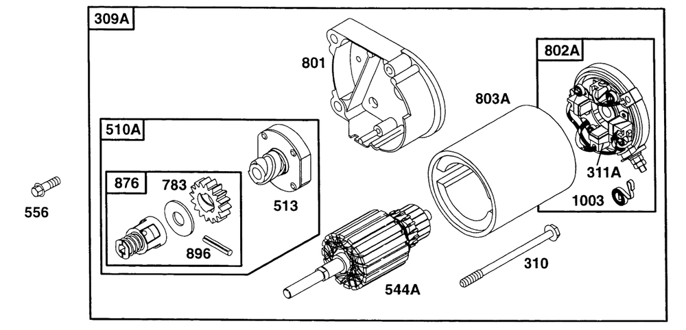 Electric Starter 2 Diagram and Parts List for 402417-0640-XX  Briggs and Stratton Engine
